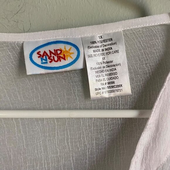 Sand N Sun Sheer White Long Sleeve Swim Cover Up 1X - Picture 4 of 7